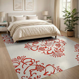 Red Floral Medallion Area Rug