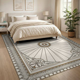 Ornate Gold Sunburst Medallion Rug