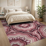 Pink Agate Geode Crystal Area Rug