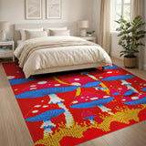 Vibrant Pixel Mushroom Forest Area Rug