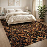 Royal Gold Crown Ornate Damask Area Rug