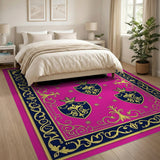 Regal Pink Fleur-de-Lis Crown Shield Rug