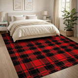 Rustic Farmhouse Black Red Black Buffalo Plaid Area Rug