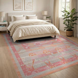 Southwestern Vibrant Orange Geometric Southwestern Area Rug