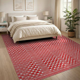 Classic Red Gingham Checkered Rustic Farmhouse Area Rug