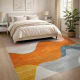 ODIKA Modern Abstract Wavy Area Rug - Washable Low Pile Non-Slip