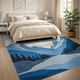 Starry Night Blue Mountain Lake Rug