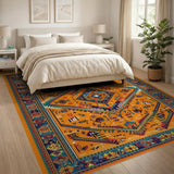 Burnt Orange Southwestern Geometric Area Rug