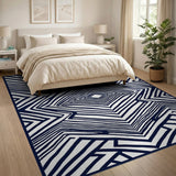 Navy Geometric Zigzag Area Rug