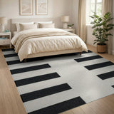Black and White Geometric Modern Bold Black White Vertical Stripe Area Rug