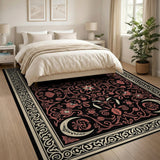 Black Crimson Floral Persian Area Rug