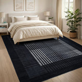 Modern Black White Grid Geometric Area Rug