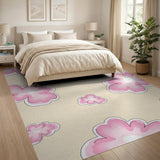 Whimsical Pink Blossom Beige Area Rug