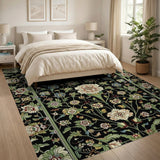 Multi-color and Patterns Elegant Black Persian Floral Area Rug
