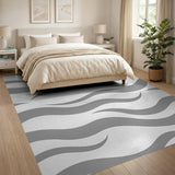 Modern Gray Wave Abstract Area Rug