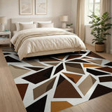 Geometric Modern Brown and Tan Modern Geometric Brown Tan Area Rug