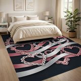 Pink Lace Hearts Ribbon Area Rug