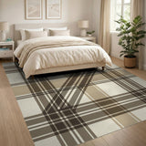 Rustic Farmhouse Rustic Brown Tan Plaid Area Rug
