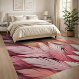 Vibrant Pink Orange Feather Layered Area Rug