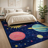 Kids Cartoon Space Galaxy Area Rug
