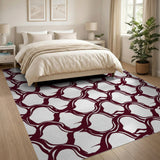 Maroon Interlocking Geometric Area Rug