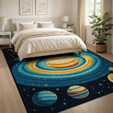 Pixel Art Space Planets Area Rug