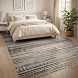 Brown Tan Striped Distressed Vintage Area Rug