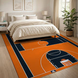 Orange Geometric Modern Orange Basketball Court Area Rug