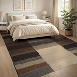 Bold Brown Tan Vertical Striped Area Rug