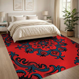 Vibrant Red Persian Medallion Area Rug