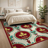 Red Teal Medallion Persian Area Rug