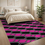 Pink Grey Hexagon Geometric Modern Area Rug