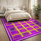Retro Pixelated Multi-Color Geometric Area Rug