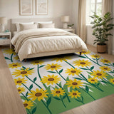 Cheerful Yellow Sunflower Meadow Area Rug