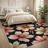Pink Orange Floral Pattern Area Rug