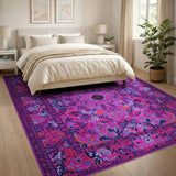 Vibrant Pink Persian Floral Pink Area Rug