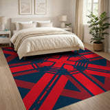 Bold Red Navy Geometric Modern Area Rug