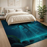 Dramatic Shark Cascade Underwater Area Rug