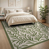 Green Leaf Cut-Out Floral Area Rug