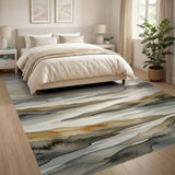 Abstract Watercolor Mountains River Area Rug