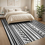 Bold Tribal Zigzag Stripe Black White Area Rug