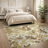 Golden Fern Leaf Cream Area Rug