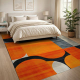 Geometric Modern Orange Vibrant Orange Geometric Abstract Area Rug