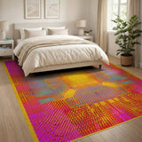 Geometric Modern Multi-color and Patterns Vibrant Multi-Color Geometric Grid Area Rug