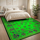 Vibrant Green Shamrock Clover Green Area Rug