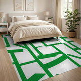 Vibrant Green Geometric Abstract Geometric Modern Area Rug