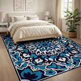 Navy Blue Mandala Persian Area Rug