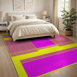 Vibrant Pink Yellow Geometric Geometric Modern Area Rug
