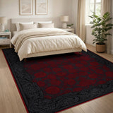Red Rose Floral Vintage Area Rug