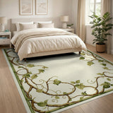 Ornate Green Ivy Vine Border Area Rug